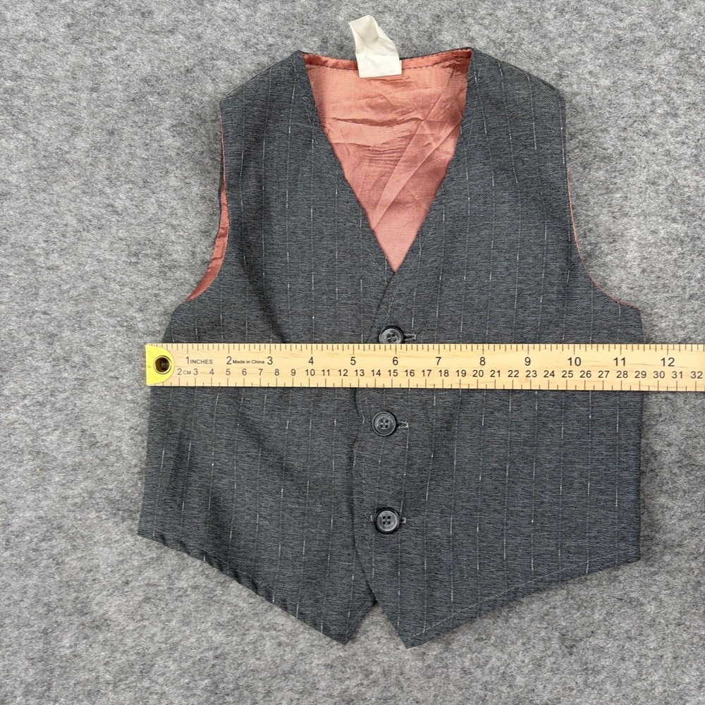 80s 90s Pinstripe Vest Boys 4T Gray Formal Dressy Made in USA Vintage Old Money - Picture 8 of 10